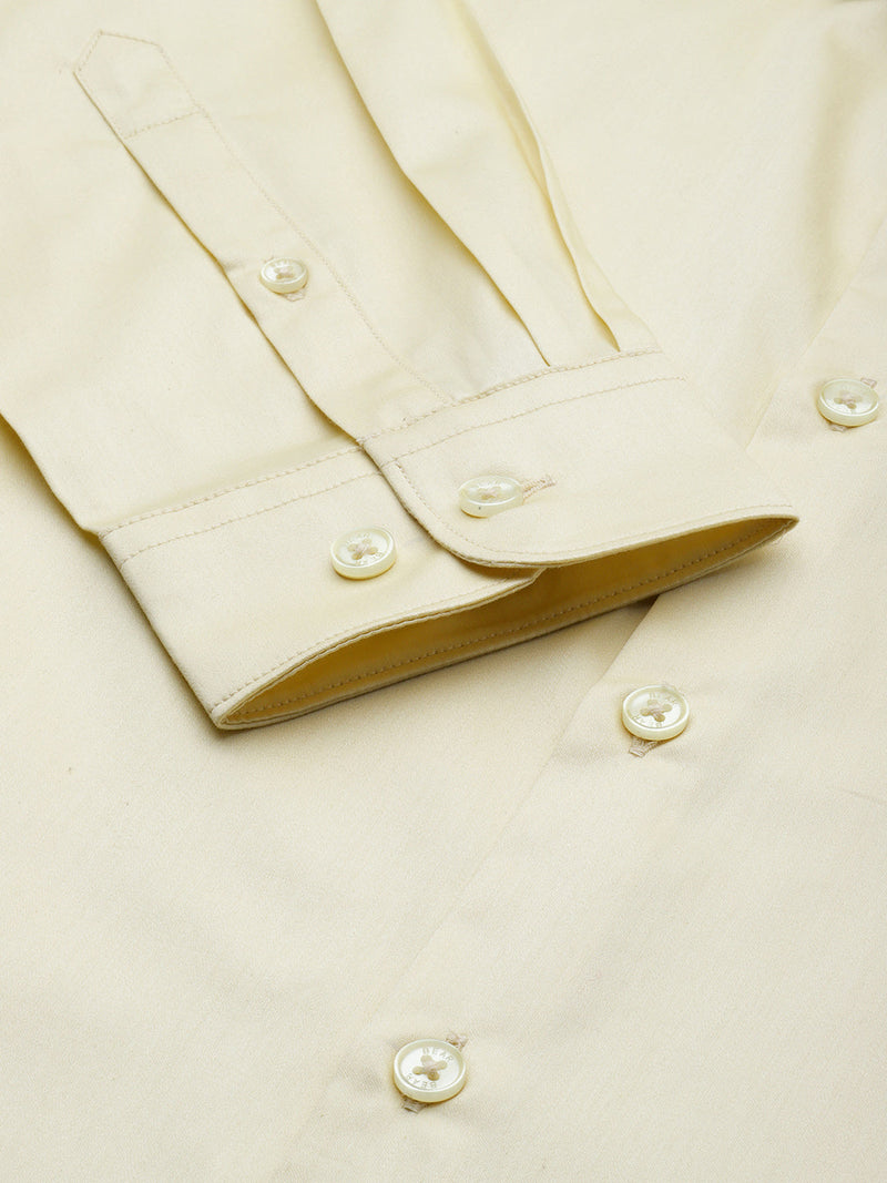 Ufan - Men Yellow Solid Tailored Fit Egyptian Giza Cotton Formal Shirt