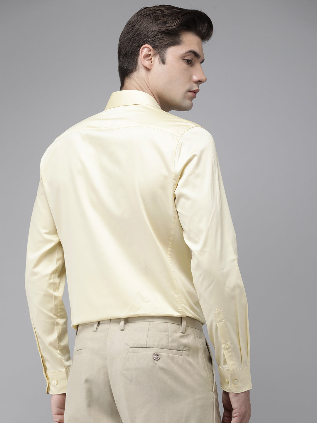 Ufan - Men Yellow Solid Tailored Fit Egyptian Giza Cotton Formal Shirt