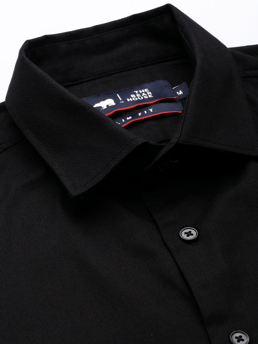Wendy - Men Black Solid Tailored Fit Cotton Formal Shirt