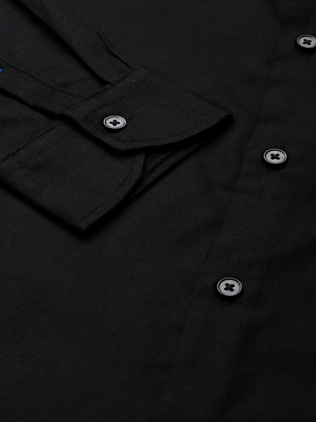 Wendy - Men Black Solid Tailored Fit Cotton Formal Shirt
