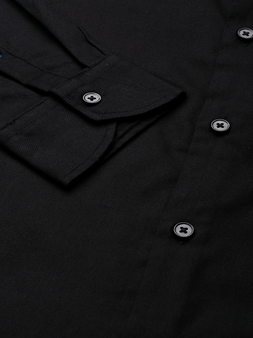 Wendy - Men Black Solid Tailored Fit Cotton Formal Shirt