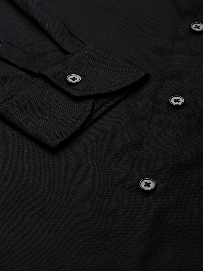 Wendy - Men Black Solid Tailored Fit Cotton Formal Shirt