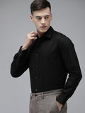 Wendy - Men Black Solid Tailored Fit Cotton Formal Shirt