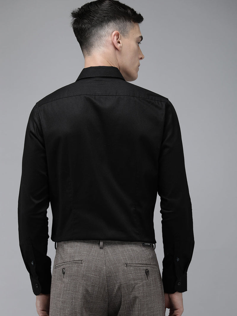 Wendy - Men Black Solid Tailored Fit Cotton Formal Shirt