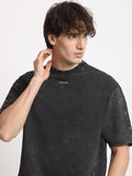 AMPLIFY - Men Black Tie and Dye Oversized Fit Round Neck T-shirt