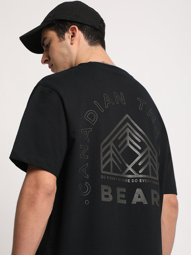 Canada - Men Black Printed Oversized Fit Round Neck T-shirt