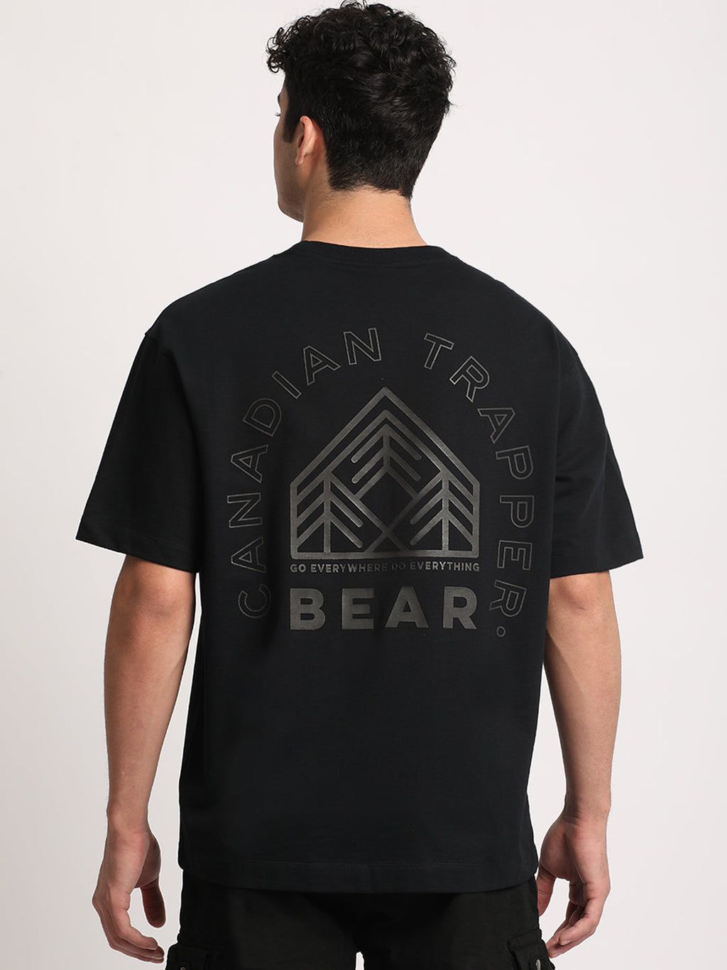 Canada - Men Black Printed Oversized Fit Round Neck T-shirt