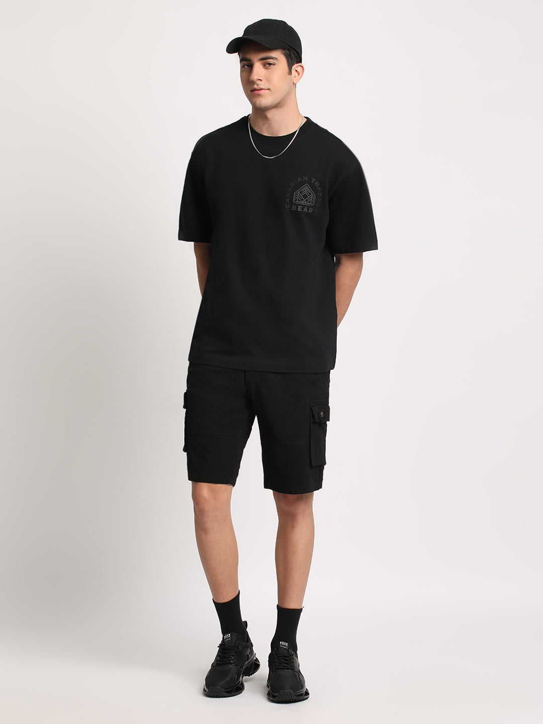 Canada - Men Black Printed Oversized Fit Round Neck T-shirt