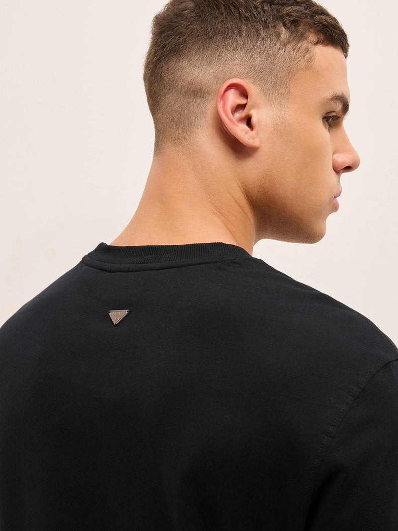 LAGE - Black Crew Neck T-Shirt with Adventure Graphic Print