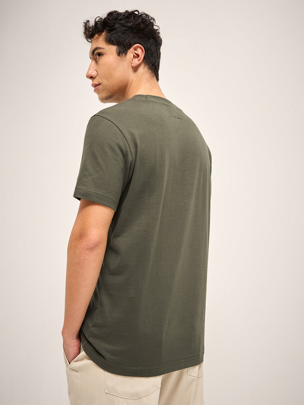 PARANA - Olive Solid Crew Neck Relax Fit T-Shirt