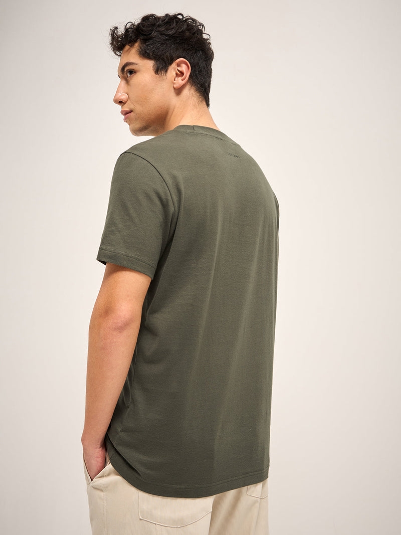 PARANA - Olive Solid Crew Neck Relax Fit T-Shirt