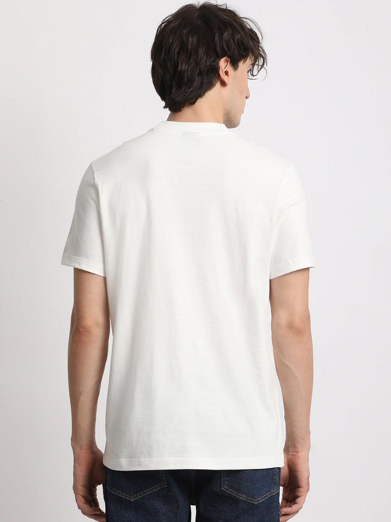PHAM - Men White Solid Regular Fit Round Neck TShirt
