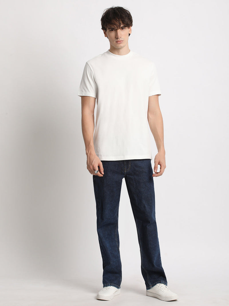 PHAM - Men White Solid Regular Fit Round Neck TShirt