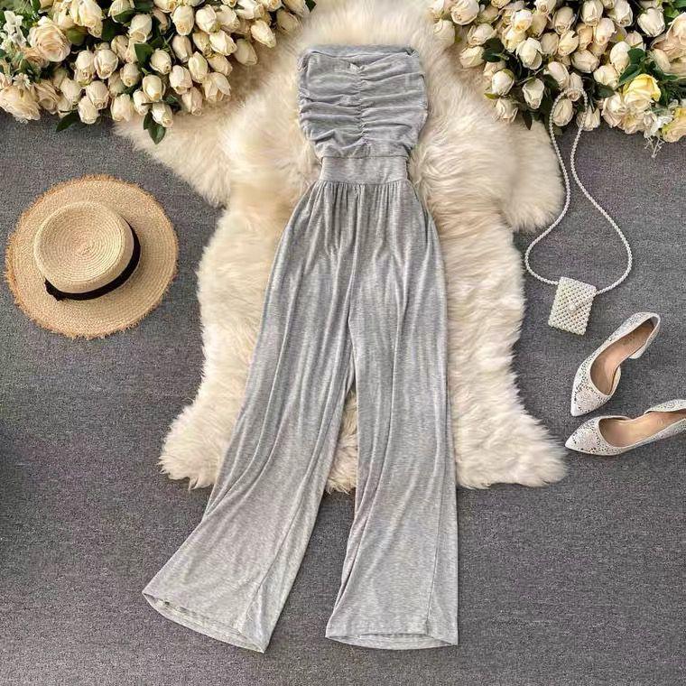 Taffy Offshoulder Jumpsuit - Grey
