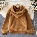 Adam Fluffy Hoodies - Brown