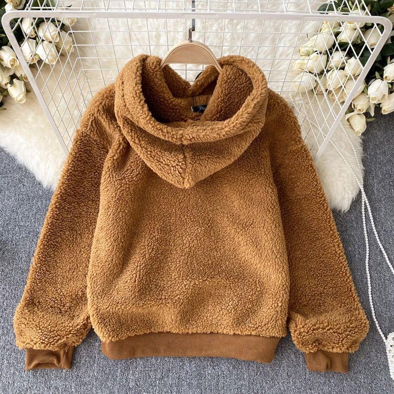 Adam Fluffy Hoodies - Brown