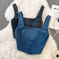 Lyubov Denim Crop Tops - Black