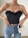 Helix Fur Bustier Top