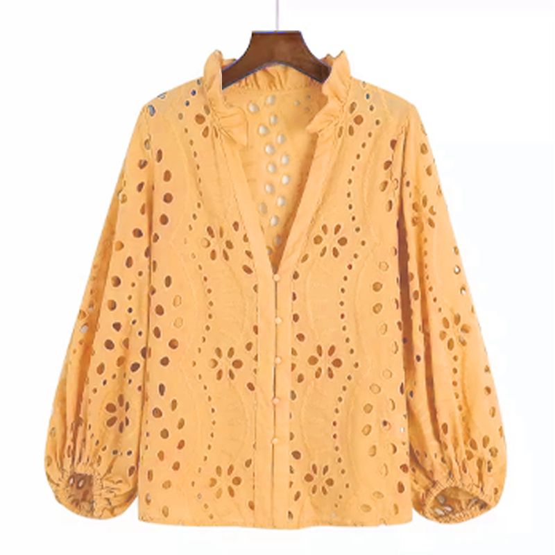 Marianna Premium Eyelet Blouse - Orange