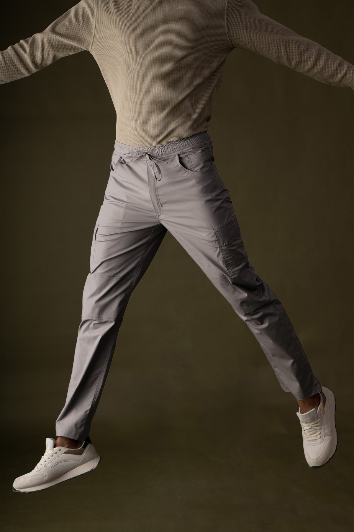 Grey 2 way stretchable Air cargo - Regular fit