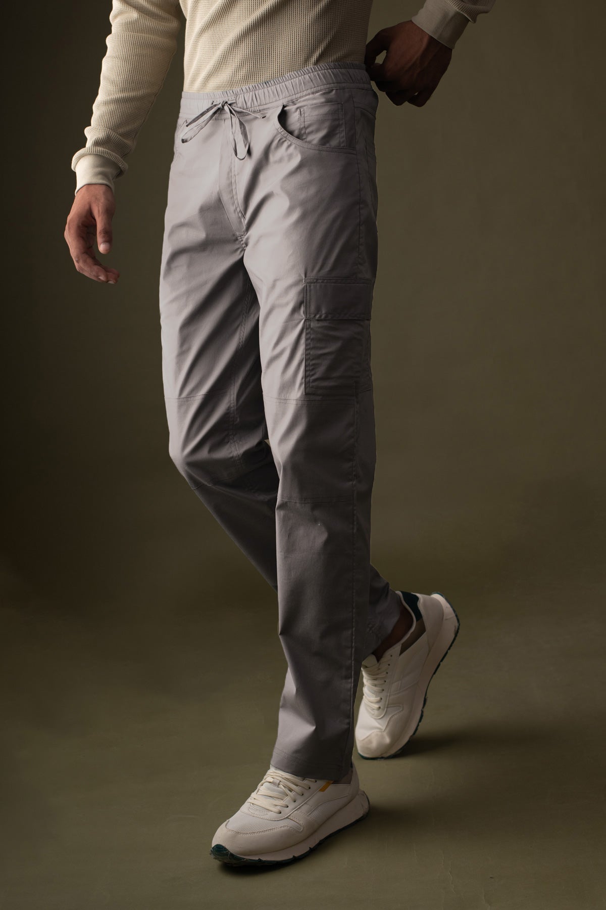 Grey 2 way stretchable Air cargo - Regular fit
