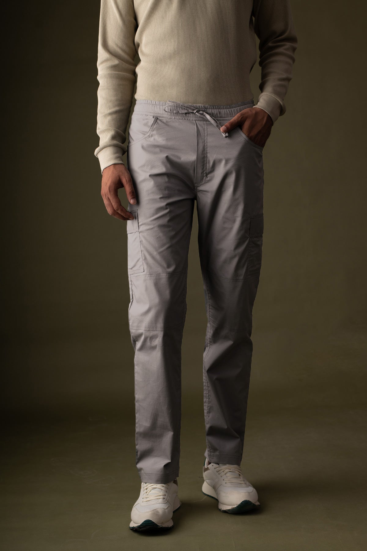 Grey 2 way stretchable Air cargo - Regular fit
