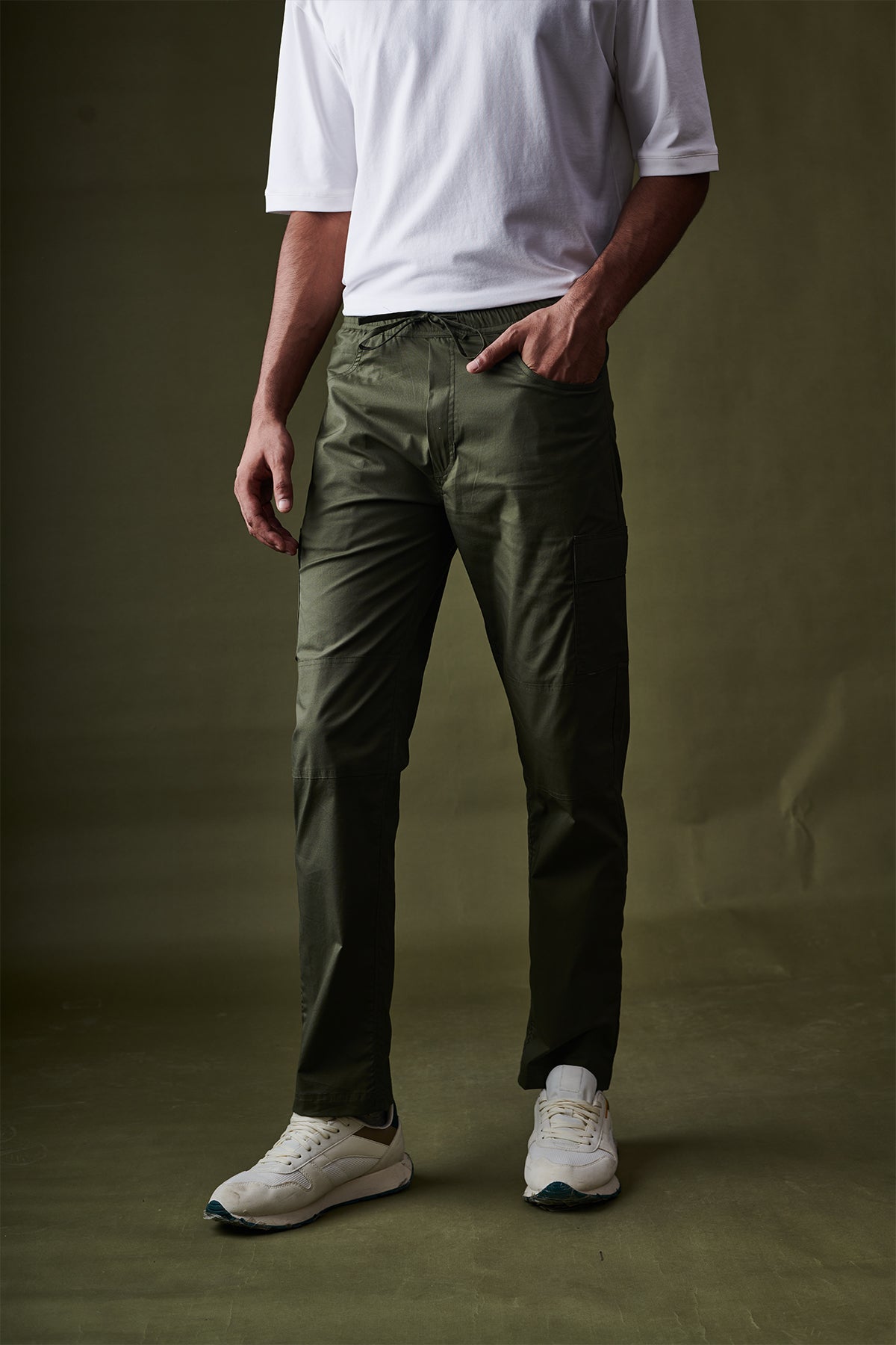 Olive 2 way stretchable Air cargo - Regular fit