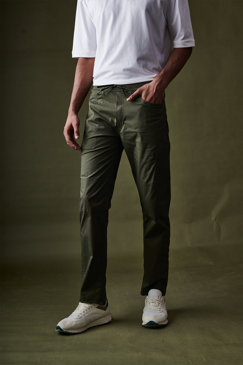 Olive 2 way stretchable Air cargo - Regular fit