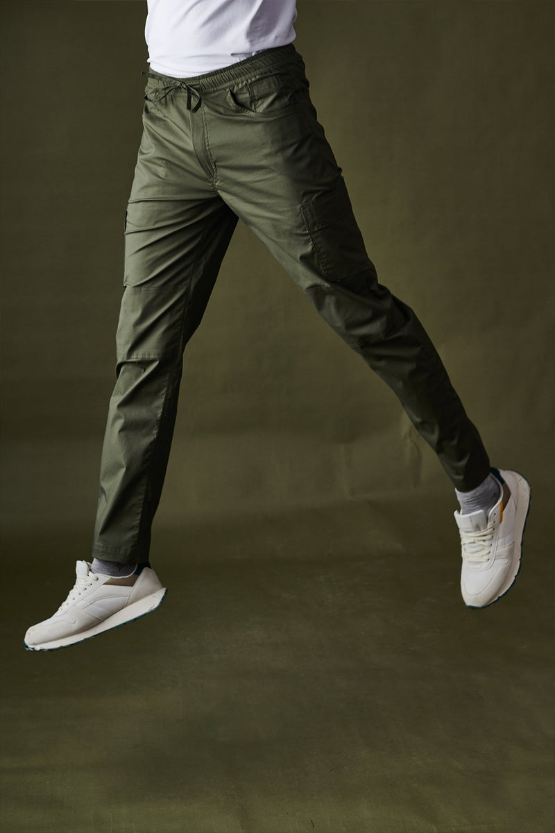 Olive 2 way stretchable Air cargo - Regular fit