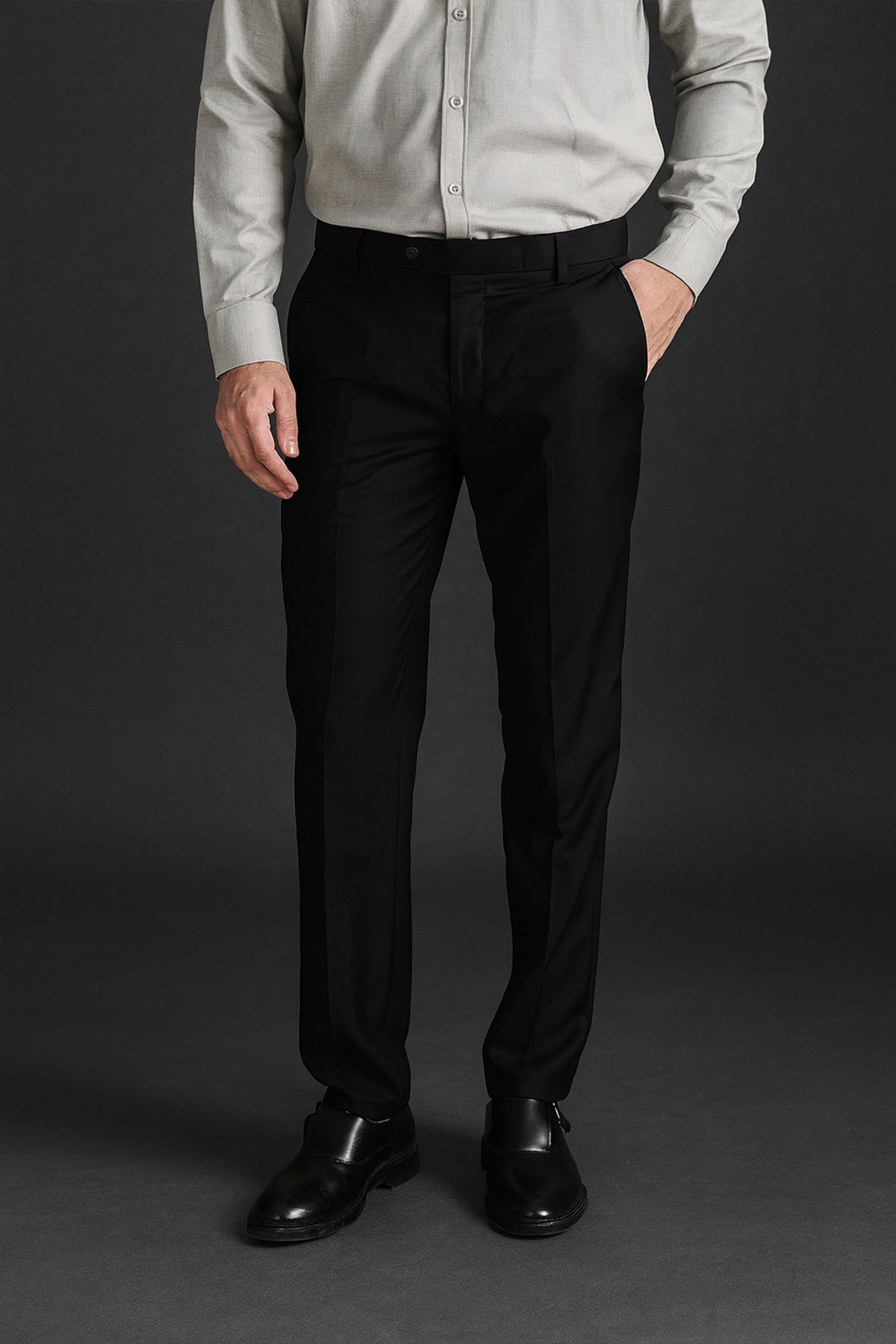 Jet Black Tailor Ready Pants - Regular fit