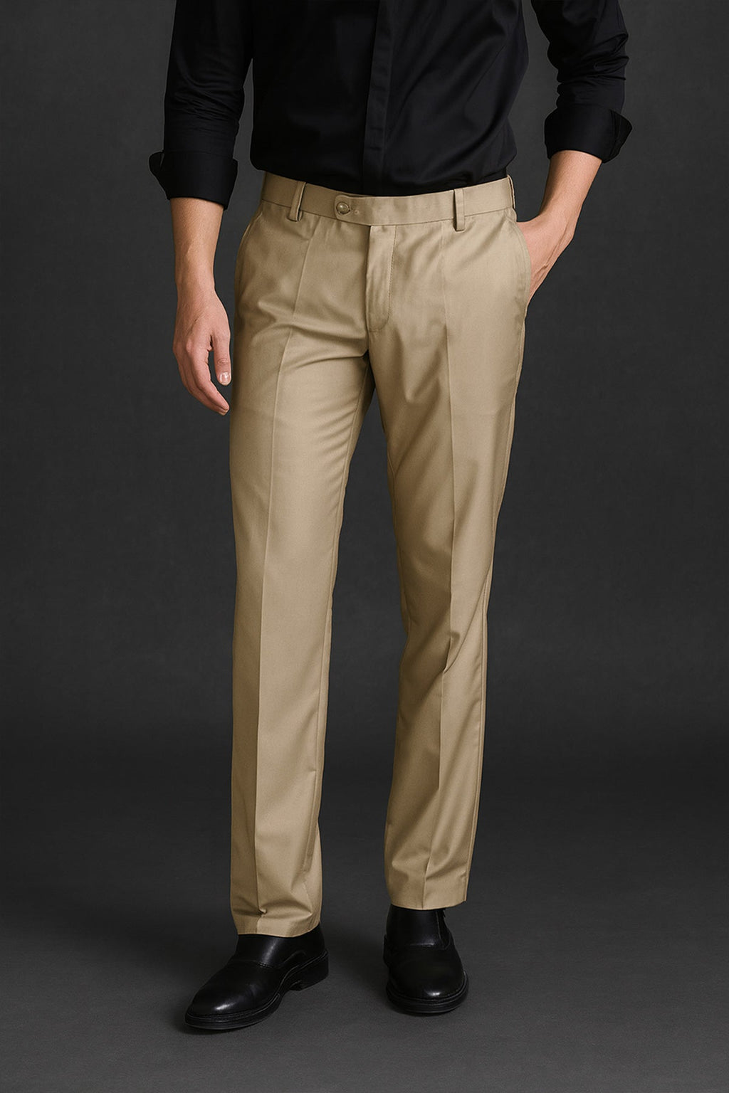 Dark Beige Tailor Ready Pants - Regular fit