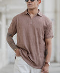 Dusty Brown Textured Polo T-Shirt
