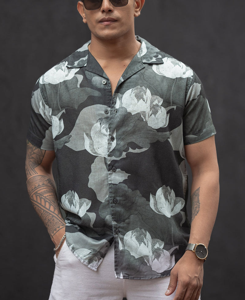 Multi Colour Flower Printed Half Sleeves Shirt