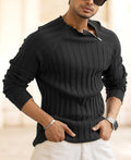 Black High Neck Ribbed T-Shirt