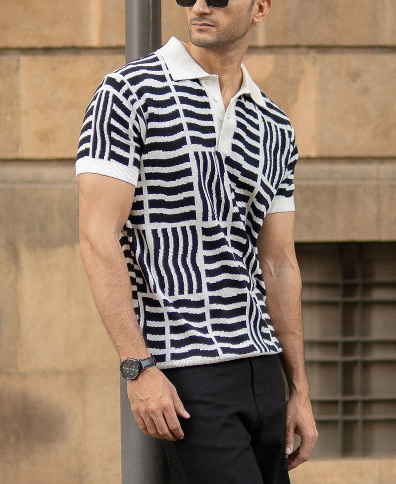 Black Abstract Jacquard T-Shirt