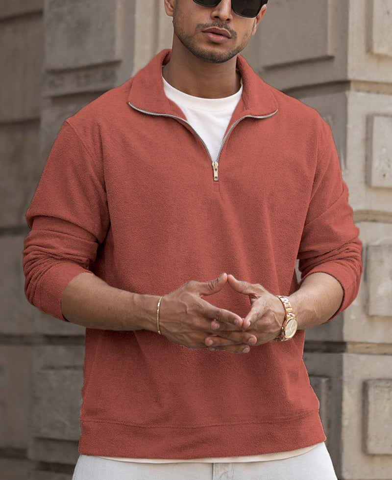 Brick Quarter Zip Polo T-Shirt