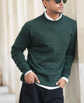 Olive Green Structured Regular Fit Full Sleeves T-Shirt