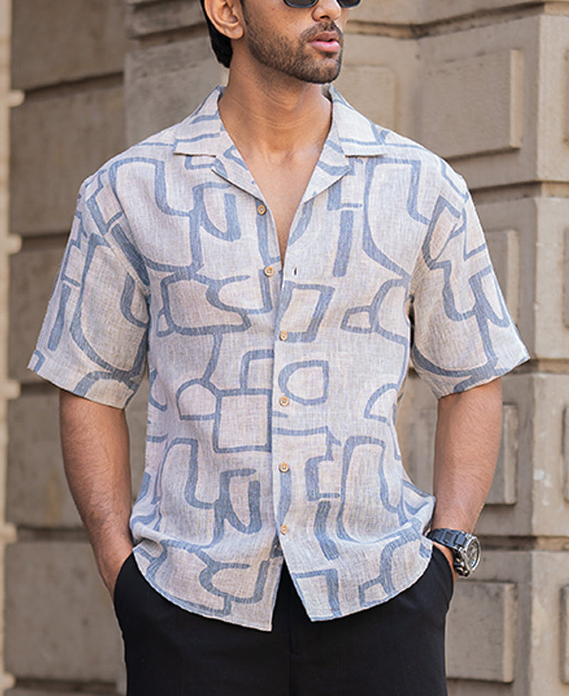 Grey Sky Abstract Print Shirt