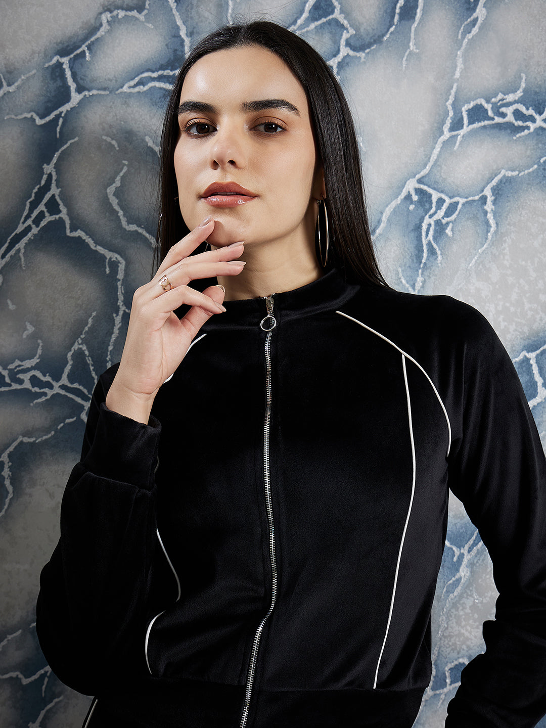 Athena Black Mock Collar Sweatshirt With Trousers Co-Ords