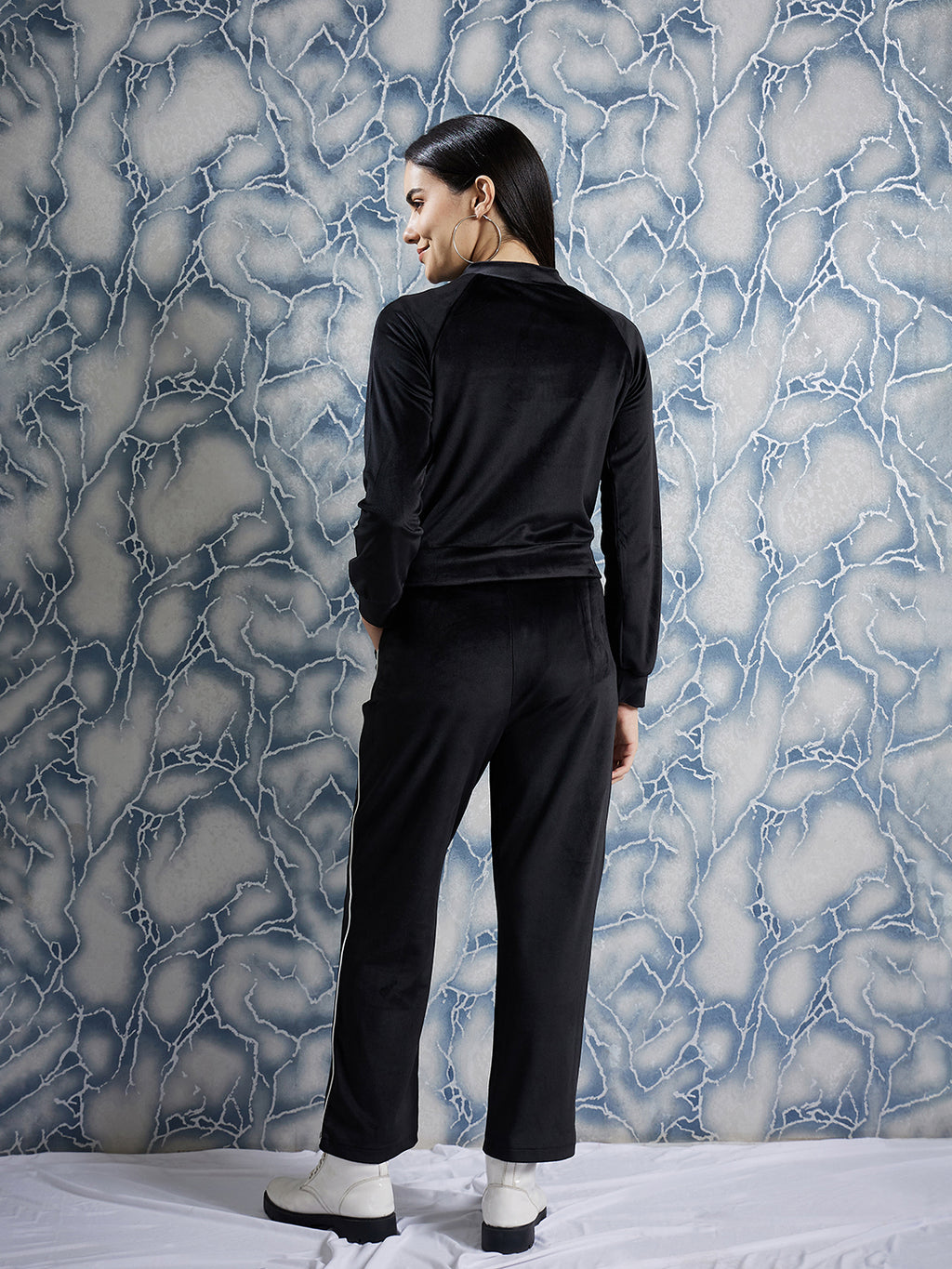 Athena Black Mock Collar Sweatshirt With Trousers Co-Ords