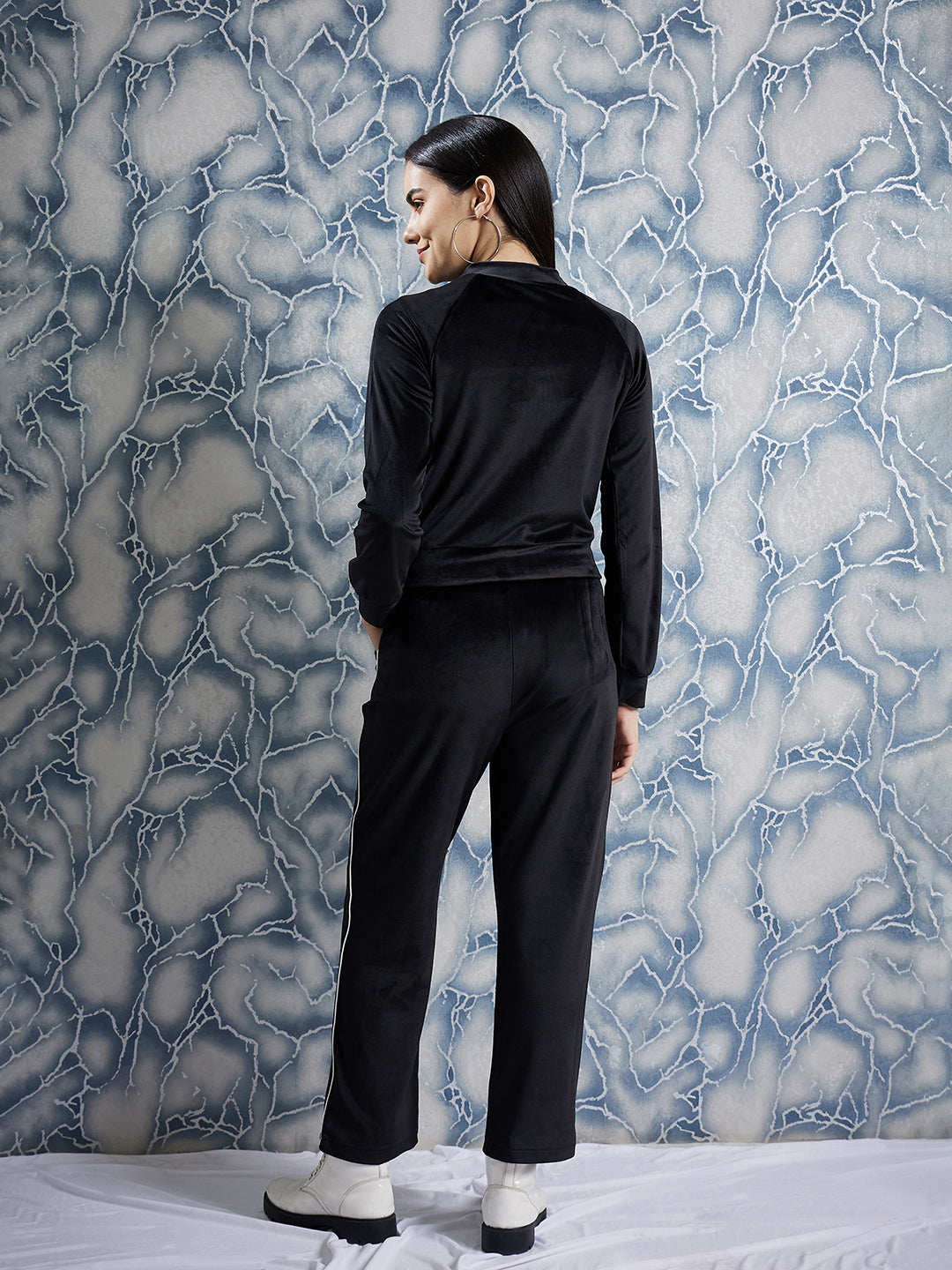 Athena Black Mock Collar Sweatshirt With Trousers Co-Ords