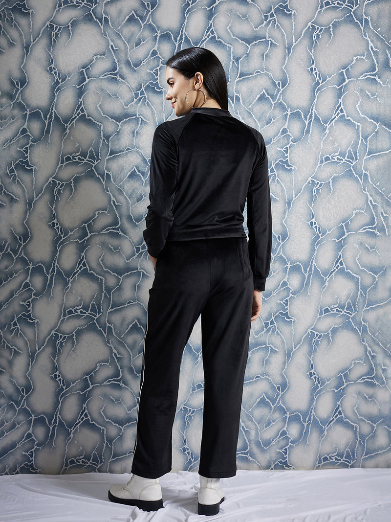 Athena Black Mock Collar Sweatshirt With Trousers Co-Ords
