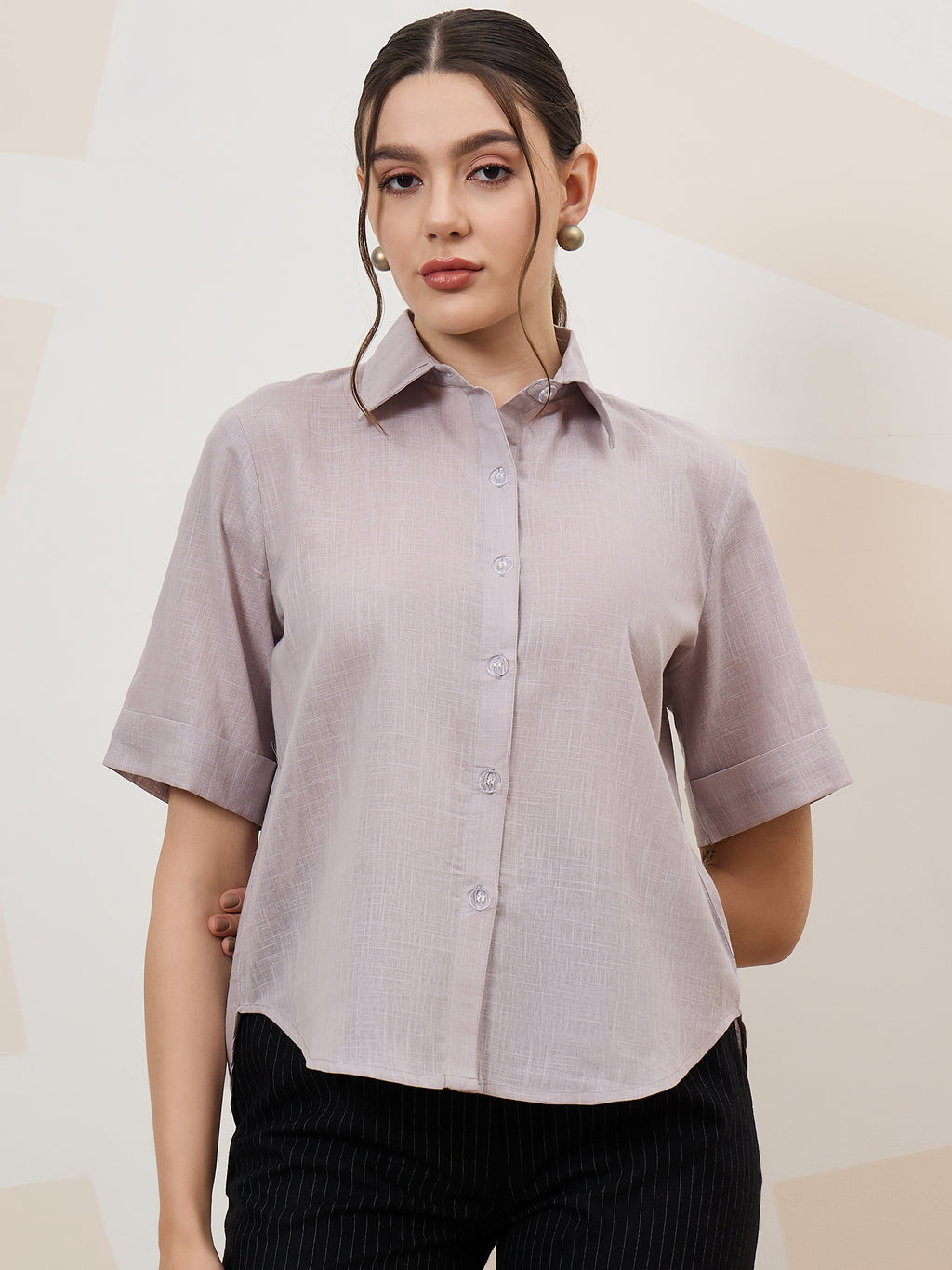 Athena Immutable Spread Collar Cotton Casual Shirt