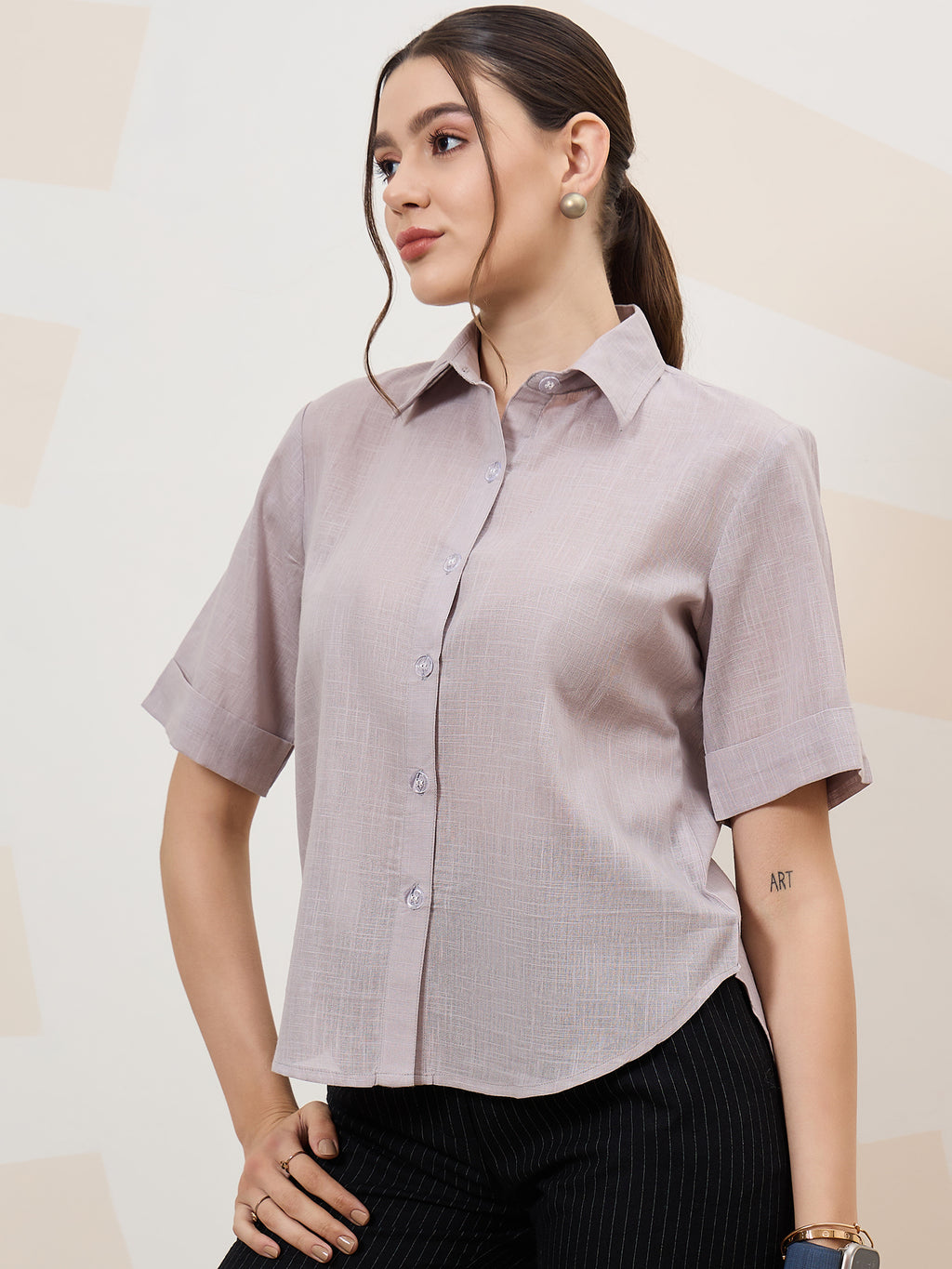 Athena Immutable Spread Collar Cotton Casual Shirt