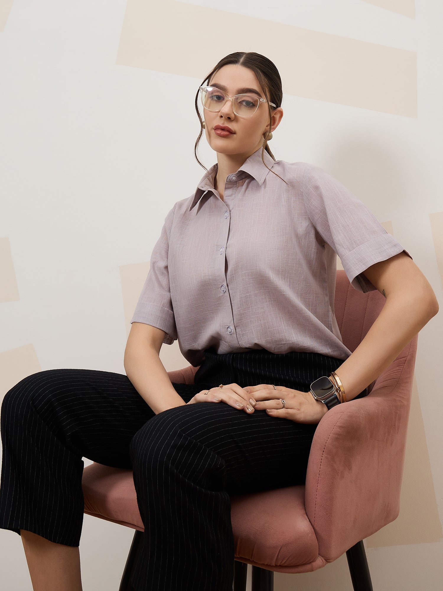 Athena Immutable Spread Collar Cotton Casual Shirt