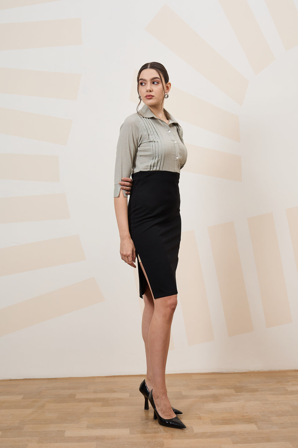 Athena Immutable Striped Formal Sheath Dress