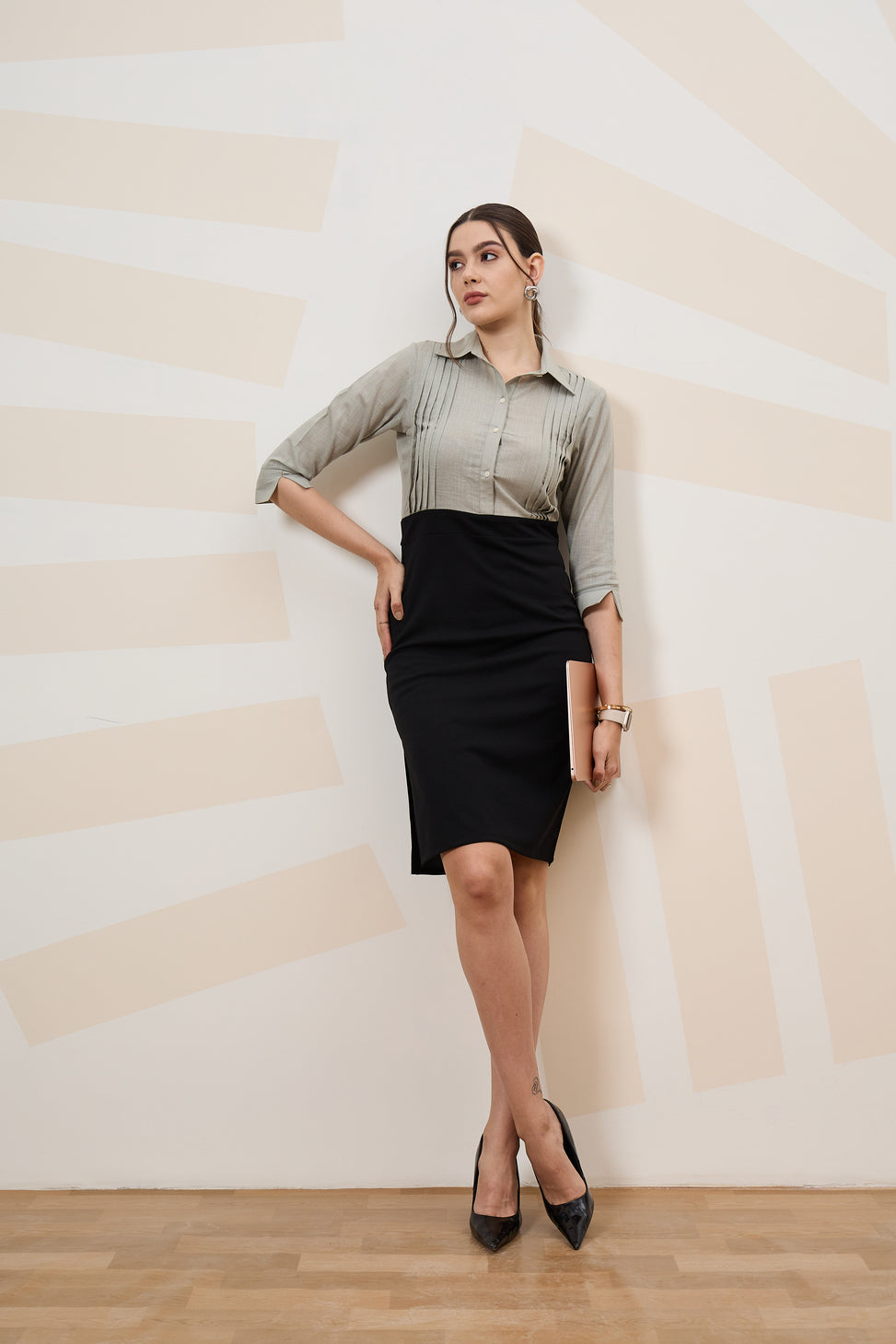 Athena Immutable Striped Formal Sheath Dress