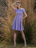 Athena Twisted Neck Scuba Fit & Flare Box Pleat Dress