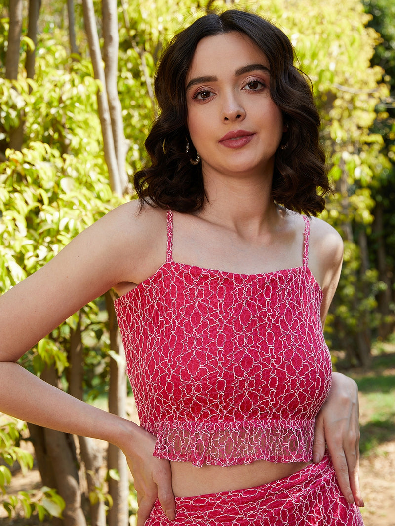 Athena Self-Design Lace Top Skirt Co Ord