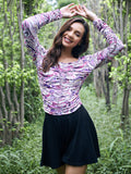 Athena Women Lavender Ruched Printed Top